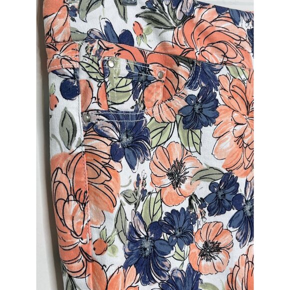 Ruby Rd Floral Cropped Stretch Jeans Women’s 12 Capris Boho Casual - Picture 4 of 12